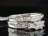 Diamond Solitaire Bridal Set 14K White Gold Princess Cut Engagement Wedding Ring