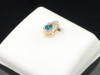 Ladies 10K Yellow Gold Teardrop Blue & White Diamond Pendant Charm For Necklace