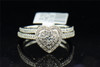 Princess Diamond Heart Bridal Set White Gold Wedding Engagement Ring 0.77 Ct.