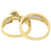 10K Yellow Gold Diamond Trio Set Matching Engagement Ring Wedding Band 1/3 Ct.