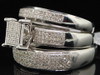 Mens Ladies .925 Sterling Silver Diamond Trio Set Engagement Ring Wedding Band