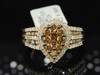 Brown Diamond Cocktail Ring Ladies 10K Yellow Gold Round Design Band 1.40 Tcw.