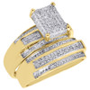 10K Yellow Gold Diamond Trio Set Matching 3D Engagement Ring & Band 0.69 Ct.