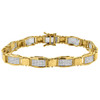 Diamond Statement Link Bracelet 10K Yellow Gold 8.5" Pave Round Cut 1.55 Ct.