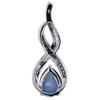 White Gold Diamond Pendant Blue Sapphire Infinity Pendant Charm 2.26 TCW