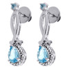 Diamond Teardrop Danglers Pear Created Blue Topaz White Gold Earrings 1.23 Tcw