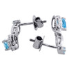 Diamond Teardrop Danglers Pear Created Blue Topaz White Gold Earrings 1.23 Tcw