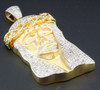 Diamond Jesus Piece Face Pendant 10k Yellow Gold Charm 1.90 Ct. Satin Finished