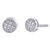 Diamond Round Stud Earrings .925 Sterling Silver Circle Pave Design 0.10 Ct.