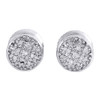 Diamond Round Stud Earrings .925 Sterling Silver Circle Pave Design 0.10 Ct.