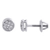 Diamond Round Stud Earrings .925 Sterling Silver Circle Pave Design 0.10 Ct.