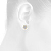 Diamond Heart Studs 10K Yellow Gold Fashion Round Pave Design Earrings 0.22 Tcw.