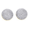 10K Yellow Gold Round Diamond Domed Half Circle Earrings Pave 3D Studs 0.70 Ct.