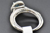 Diamond Bridal Set Blue Solitaire Engagement Ring Round Cut Band 14K White Gold