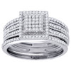 Diamond Engagement Wedding Ring 10K White Gold 3 Piece Pave Bridal Set 0.35 Ct.