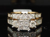 14k Yellow Gold Princess Round Diamond Bridal Set Engagement Ring Wedding Band