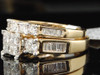 14k Yellow Gold Princess Round Diamond Bridal Set Engagement Ring Wedding Band