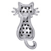 10K White Gold Diamond Black Cat Pendant Ladies Necklace 0.33 Ct.