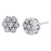 Diamond Flower Earrings .925 Sterling Silver Round Design Studs 0.09 Ct.