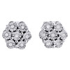 Diamond Flower Earrings .925 Sterling Silver Round Design Studs 0.09 Ct.
