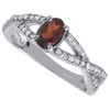 Diamond & Created Oval Garnet 10K White Gold Fashion Cocktail Ring 0.83 tcw
