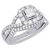 14K White Gold Solitaire Diamond Infinity Wedding Ring Bridal sEt 1.01 Ct.