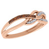 10K Rose Gold Red Diamond Double Braided Infinity Anniversary Ring 0.08 Ct.