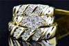 Ladies 14K Yellow Gold Diamond Engagement Ring Trio Set Mens Wedding Band .98 Ct