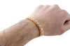 10K Yellow Gold Raised 3D Link Solitaire Round Diamond Bracelet 6.8mm 3.85 Ct.