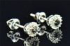 Black Diamond Solitaire Flower Studs Earrings Round Cut 10K White Gold 0.20 CT