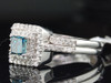 Blue Diamond Princess Cut Solitaire Engagement Ring White Gold Wedding Set