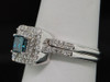 Blue Diamond Princess Cut Solitaire Engagement Ring White Gold Wedding Set