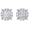 14K White Gold Baby Princess Diamond Soleil Style Circle Stud Earrings 1/2 Ct.
