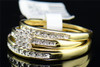 Diamond Wedding Trio Set 10K Yellow Gold Round Cut Engagement Ring 0.07 Tcw.