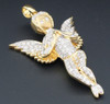 Angel Diamond Pendant 10K Yellow Gold Fully Iced Out Flying Wings Charm 2.25 Ct.