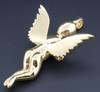 Angel Diamond Pendant 10K Yellow Gold Fully Iced Out Flying Wings Charm 2.25 Ct.