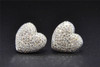 Diamond Heart Studs 10K White Gold Round Cut 0.90 Ct Love Earrings