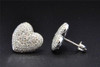 Diamond Heart Studs 10K White Gold Round Cut 0.90 Ct Love Earrings