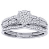 Diamond Engagement Wedding Ring 10K White Gold Round Pave Head Bridal Set 1/4 Ct