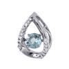 Diamond Pendant Dancing Created Blue Topaz 10K White Gold with Chain 0.69 tcw.
