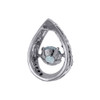Diamond Pendant Dancing Created Blue Topaz 10K White Gold with Chain 0.69 tcw.