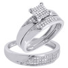 Diamond Trio Set His Her Matching Engagement Wedding Ring 10k White Gold 1/4 Ct