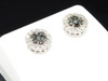 Black Diamond Flower Earrings 14K White Gold Round Halo Studs 1 Tcw.