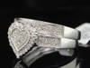 Diamond Heart Engagement Ring Ladies 10K White Gold round Pave Bridal Set 1/2 Ct