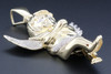 Diamond Mini 3D Angel Pendant 10K Yellow Gold Round Cut Wings Charm 0.85 Ct.