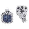 Diamond Solitaire Blue Sapphire Earrings Ladies White Gold Square Studs 0.70 Tcw