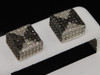 Mens Black Diamond Square Cube Earrings .925 Sterling Silver Studs 0.55 Ct