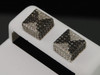 Mens Black Diamond Square Cube Earrings .925 Sterling Silver Studs 0.55 Ct