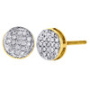 10K Yellow Gold Round Diamond Flat Circle Pave Studs 7.50mm Earrings 0.20 Ct.