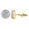 10K Yellow Gold Round Diamond Flat Circle Pave Studs 7.50mm Earrings 0.20 Ct.